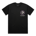 Black short-sleeve t-shirt with a skull graphic on the right side of the chest, surrounded by pink ‚ÄúArchitects‚Äù text, and white text underneath that reads ‚ÄúThe Sky, The Earth & All Between.‚Äù