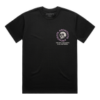 Black short-sleeve t-shirt with a skull graphic on the right side of the chest, surrounded by pink ‚ÄúArchitects‚Äù text, and white text underneath that reads ‚ÄúThe Sky, The Earth & All Between.‚Äù